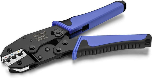 Qibaok Crimping Tool Ratcheting Wire Crimper for Heat Shrink Connectors Ratchet Terminal Crimper Wire Crimp Tool AWG 22-10