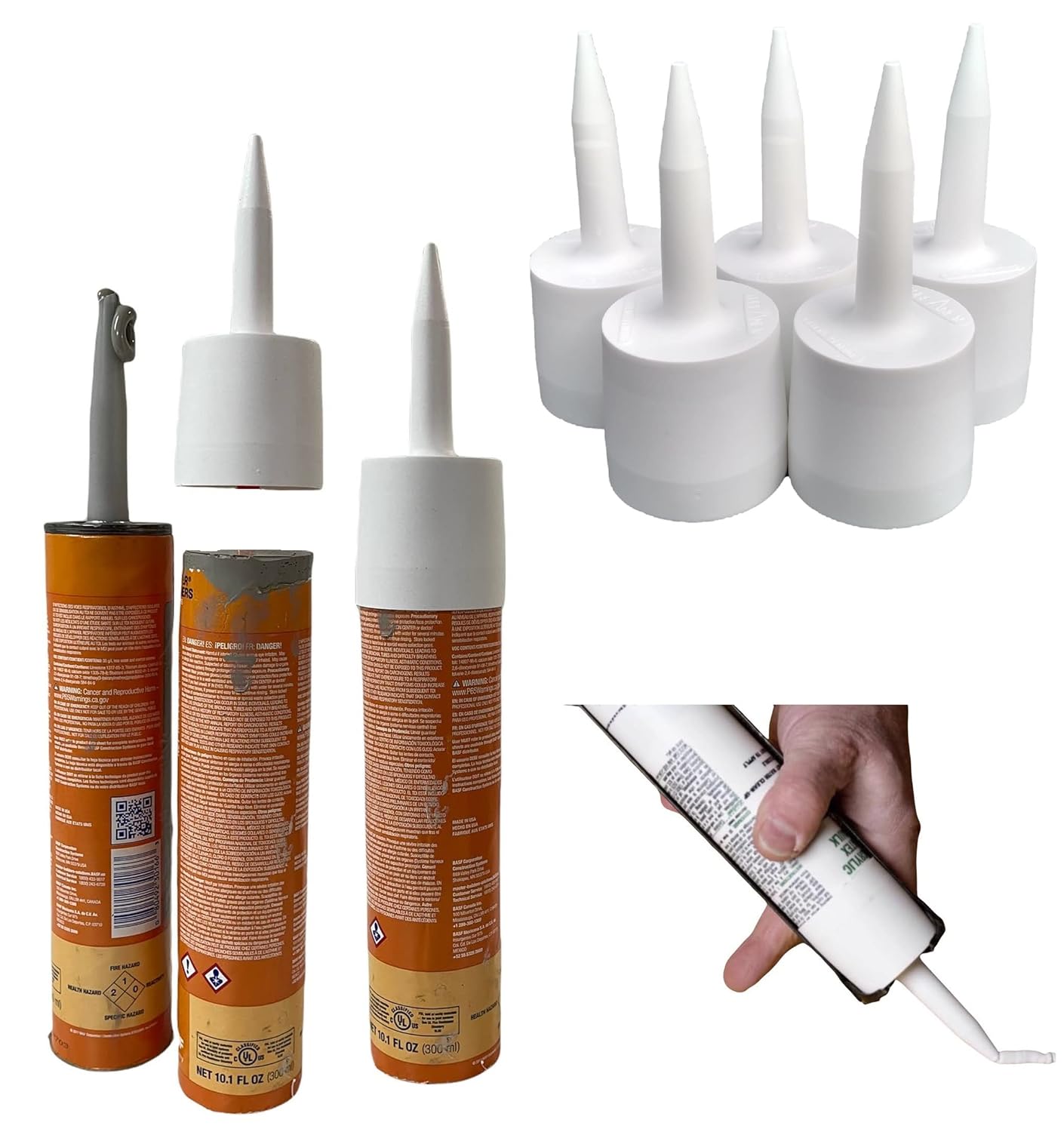 TubeANew Caulk Tube Saver - Repair and Reuse Dried or Clogged Tubes - 1 Pack. 5 Pieces
