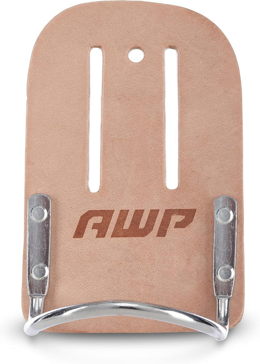 AWP Leather Hammer Holder. Genuine Saddle Leather Tool Belt Accessory. Fits Work Belts up to 2-1/2 Inches Wide. Durable Holder for Hammers and Hand Tools. 1L-739-2